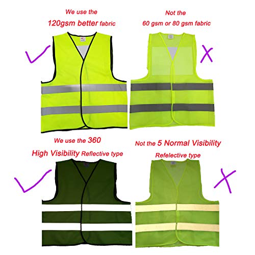 zojo High Visibility Safety Vests,10Pcs,Adjustable Size,Lightweight Mesh Fabric, Fits for Men and Women