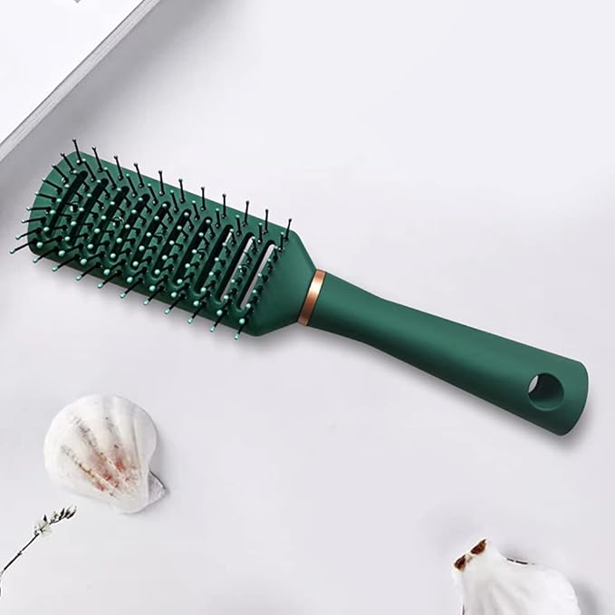 Detangling Brush Anti-Static Detangler Hair Brush Blow Drying Hairbrush Comb Nylon Bristle Pins Fashion Massage Brushes Wet or Dry All Hair Types Styling Dark Green Color (Vented)