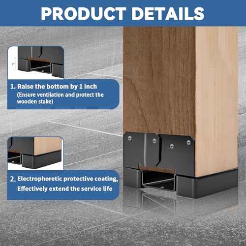 6x6 Post Base 6 PCS Post Bracket Inner Size 5.6"x5.6" Heavy Duty Metal Fence Post Anchor, Black Post Base for Concrete for Wood Deck Pergola Porch Railing Mailbox Support