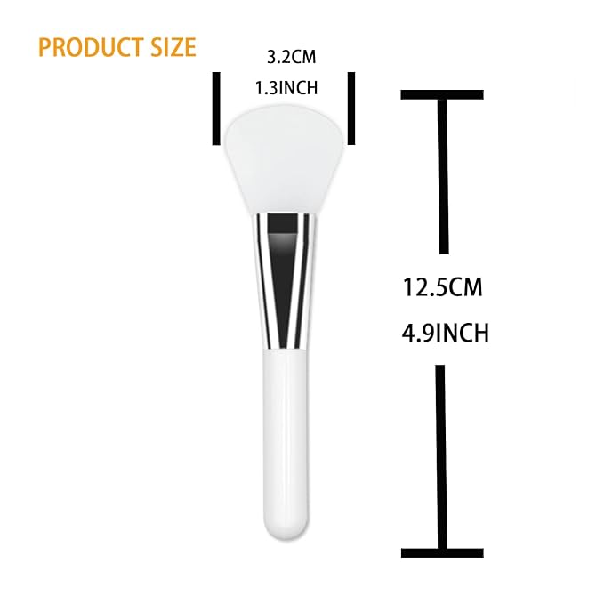 Facial Mask Application Brush, Soft Silicone Fan Shape White Brush Head Cosmetic Tool for Body Lotion, Mud, Clay, Charcoal Mixed Mask