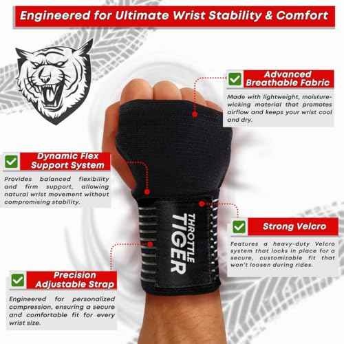? Motorcycle Wrist Support, Adjustable Comfort for All Bikers, Reduces Wrist & Hand Pain and Absorbs Vibration (Large)