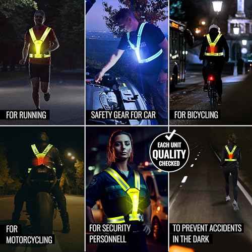 AVANTO LED Reflective Vest, Original, USB-C Rechargeable Running Reflective Gear, Running Lights for Runners, High Visibility Gear, Dog Walking Safety Vests, Orange