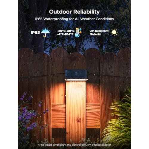 Govee Outdoor Deck Lights, RGBIC Outdoor Lights with 4000K White Light, IP65 Smart Fence Lights with App Control, Voice Control, LED Path Light for Outdoor Decor,Wired 6 Packs (32.8ft)