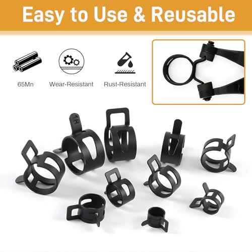 108Pcs Spring Hose Clamps, Fuel Line Clamp Kit, Low Pressure Air Clip Clamp 10 Sizes (7mm 8mm 9mm 10mm 11mm 12mm 14mm 15mm 16mm 18mm) Black