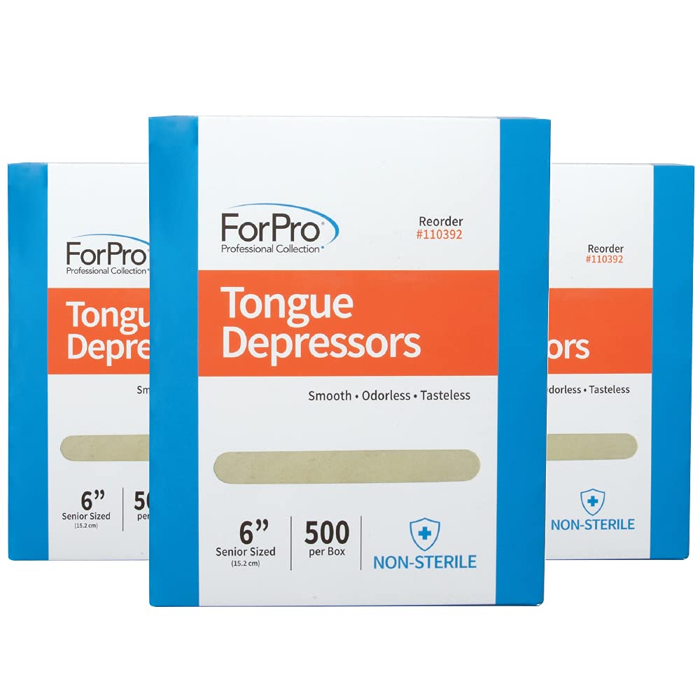 ForPro Professional Collection Senior Tongue Depressors, Large Wax Applicators, Wood Craft Sticks, 6” Senior Sized, Non-Sterile, 500-Count (Pack of 3)