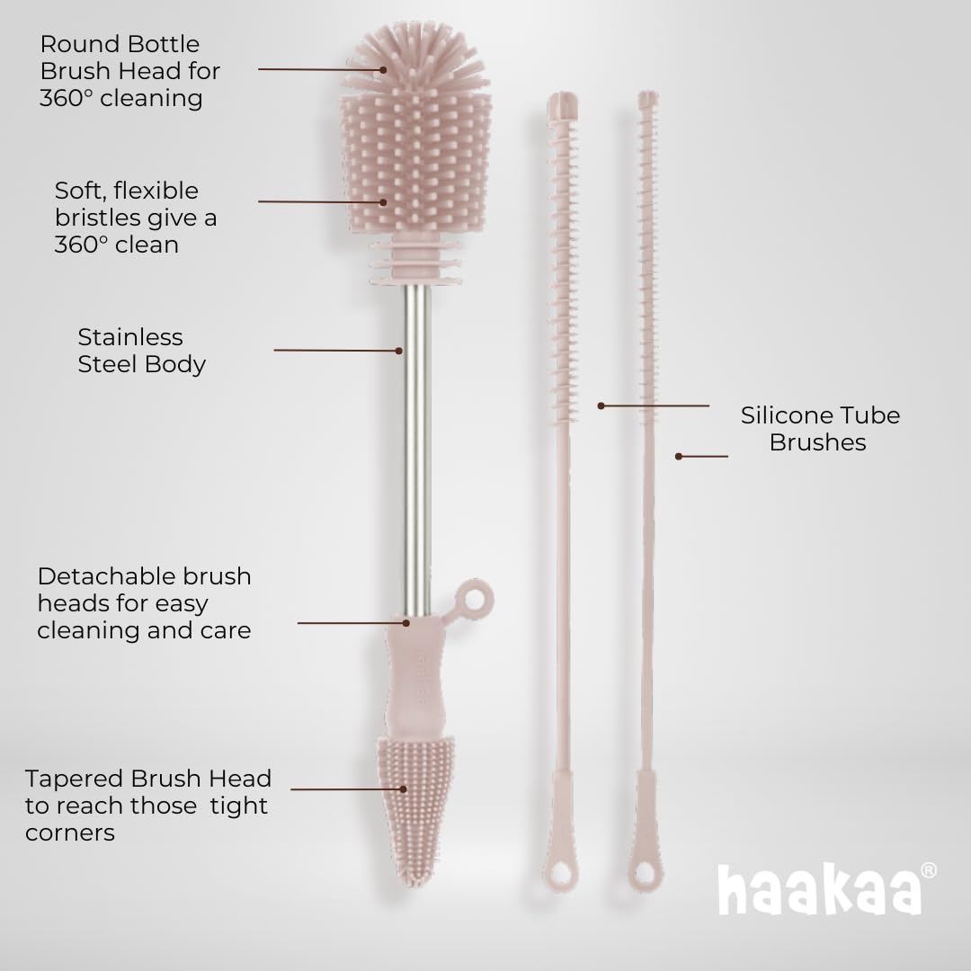 Haakaa Silicone Cleaning Brush – Household Cleaning Brushes for Bottles and Crevices – Food-Grade Silicone: Dishwasher Safe