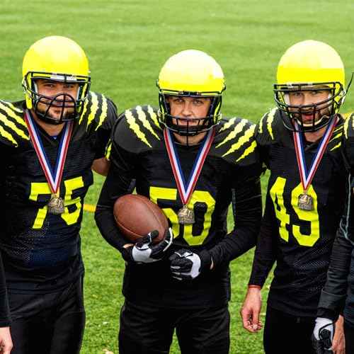 Cunno 24 Pcs Gold Medals Bulk 2 Inch Award Ribbons Sports Themed Metal Medal Trophy for Team Day Tournaments Birthday Party Winner Gifts