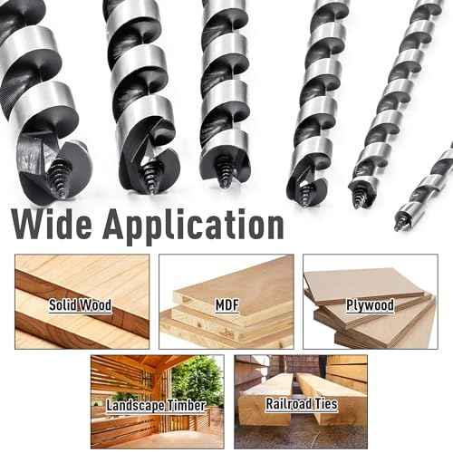 1/2 Inch x 12 Inch Long Auger Drill Bit for Wood, Hex Shank Ship Auger Drill Bit for Soft and Hard Wood, Plastic, Drywall and Composite Materials