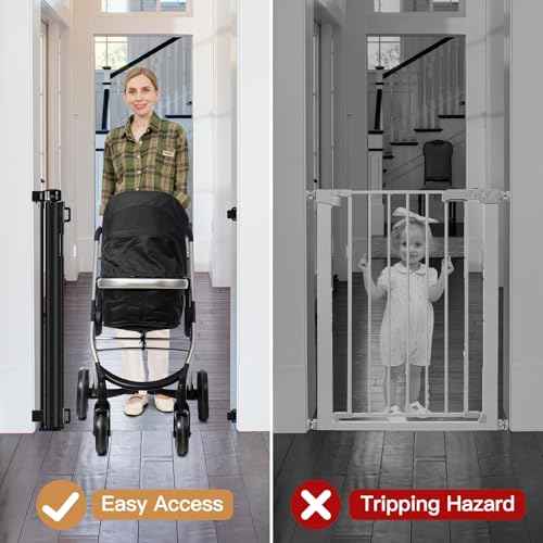 42 Inch Extra Tall Baby Gate 0"-39" Wide Narrow Baby Gate for Stairs Extra Tall Retractable Dog Gates for Doorways Pet Gate Indoor Mesh Gate for Kids Dog Gates for The House, Black