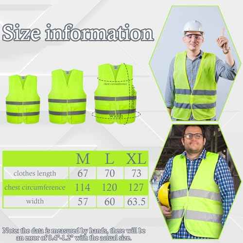 12 Pack Safety Vests with Pockets- Reflective High Visibility,Hi Vis Mesh Vest for Men/Women,Work,Construction,Walking
