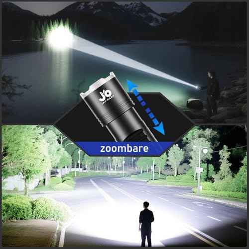 JAY-PARK LED Flashlights High Lumens - 10000 LM, Built-in 10800mAh Rechargeable Battery and LCD Power Display, 5 Lighting Modes, Zoomable, for Home, Emergency
