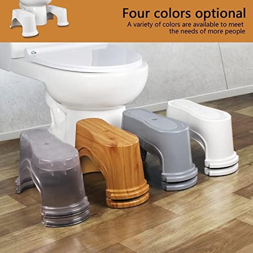 EVRON Toilet Stool 7" Bathroom Squatting Poop Stool for Potty Assistance,Portable Plastic Potty Stool for Adults,Space Saving Storage,Flexible Distance Adjustment Stackable Design(Clear 1 Pairs)