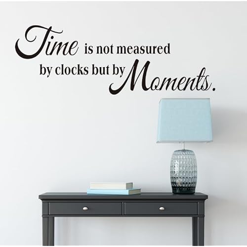 Inspirational Quote Wall Stickers,Time is Not Measured by Clocks But by Moments Motivation Saying Vinyl Removable Wall Decal for Home, Positive Words Wall Decor for School Office