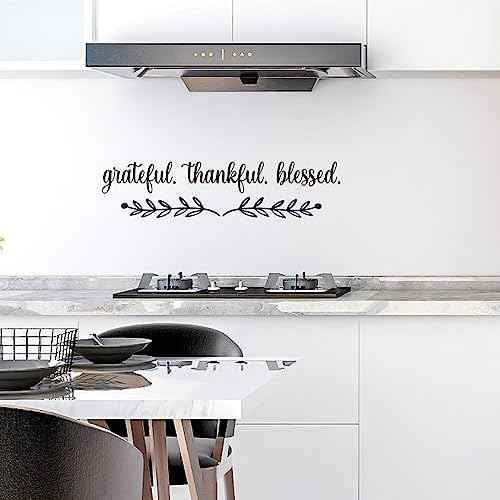 Vancetyno Grateful Thankful Blessed Vinyl Wall Decal Inspirational Quote Wall Art Mural Kitchen Dining Room Decal Home Decor