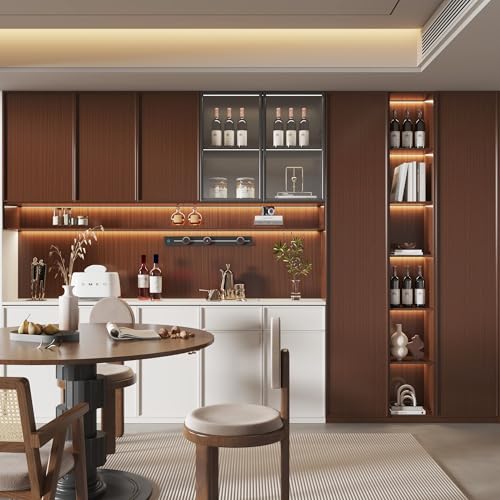 JSEVEM 16"¡¿118" Walnut Wood Wallpaper Peel and Stick Faux Brown Walnut Wood Grain Contact Paper Self Adhesive Wood Wallpaper Vinyl Wrap Furniture Sticker for Kitchen Countertops Cabinets Table Desk