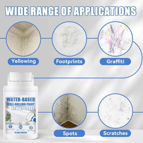 White Paint, White Touch up Paint for Walls with Roller 100g, Water Based, Low Odor, Quick-drying, Suitable for Covering Stains, Scratches, Graffiti, DIY