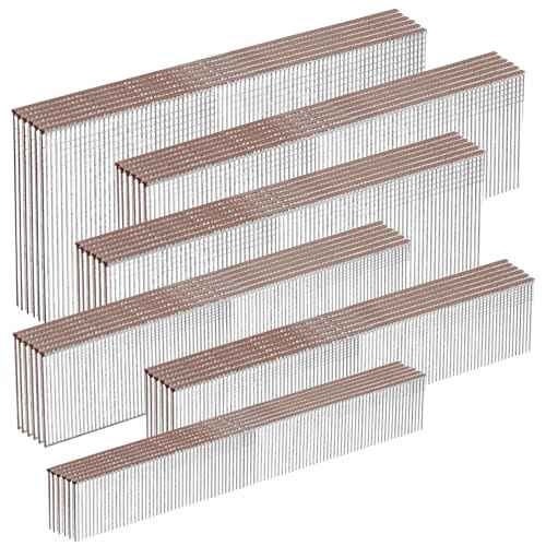 18 Gauge Galvanized Brad Nails Brown T-head 6 Sizes 1600-Pack (5/8"+3/4"+1"+1-1/4"+1-1/2"+2"), Assorted Size Project Pack, for Pneumatic, Electric 18GA Brad Nailer Gun
