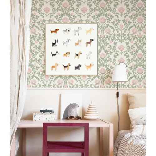 Peel and Stick Wallpaper Pink Floral Damask Wallpaper for Bedroom Decorative Self Adhesive Shelf Drawer Liner
