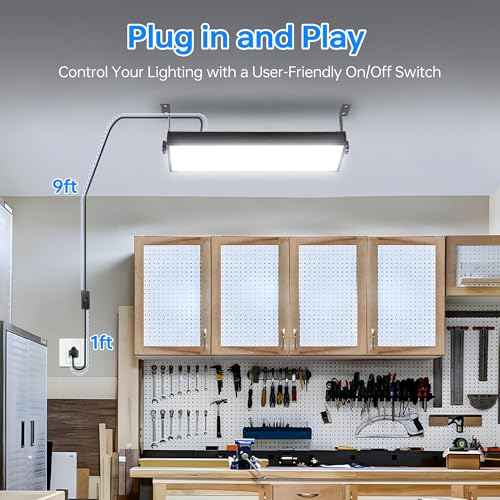 150W LED Shop Light, 18000LM 6000K Daylight White Super Brighter, IP66 Waterproof Garage Light with 10 FT Cord & On/Off Switch, Bay Lighting for Workshop Yard Garage Warehouse, 2 Pack