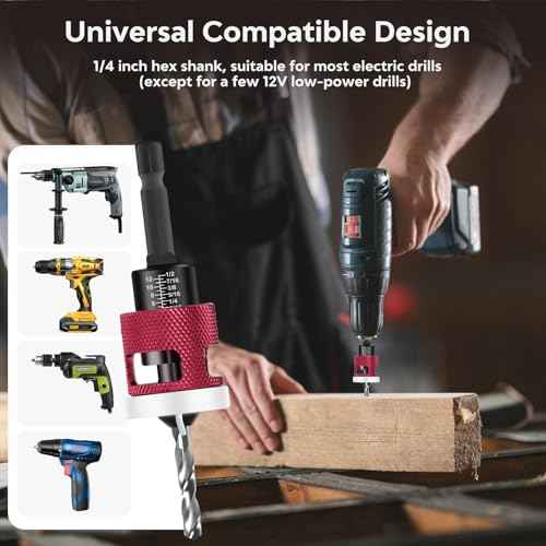 Countersink Drill Bit Set - 5 Pcs Countersink Drill Bit with Low Friction Depth Stop, Replaceable HSS M2 Tapered Bits, Carbide Drill Bits 1/4¡± Hex Shank for Woodworking Tools & Hand Tools