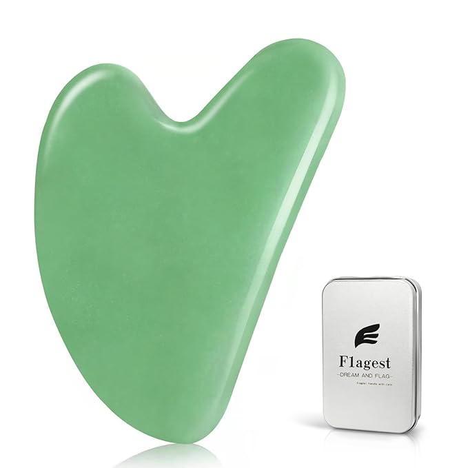 Flagest Gua Sha Facial Tool - Jade Stone Massager for Spa Acupuncture Therapy - Heart Shape Guasha for Face