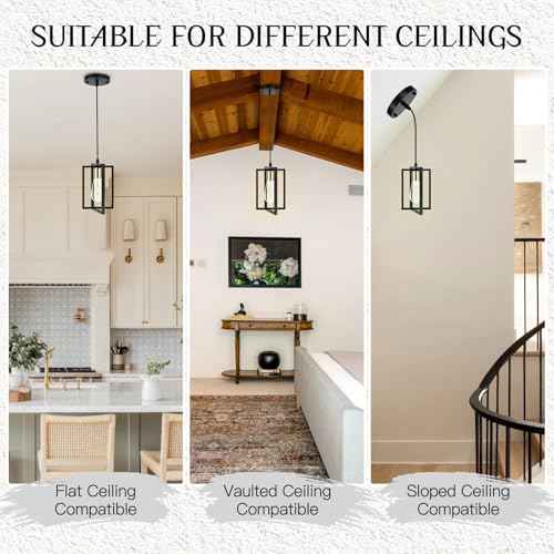 3 Pack Black Pendant Lights for Kitchen Island, Industrial Hanging Light Fixture with Durable Metal Shades, Kitchen Island Lighting for Dining Room, Entryway, Restaurant