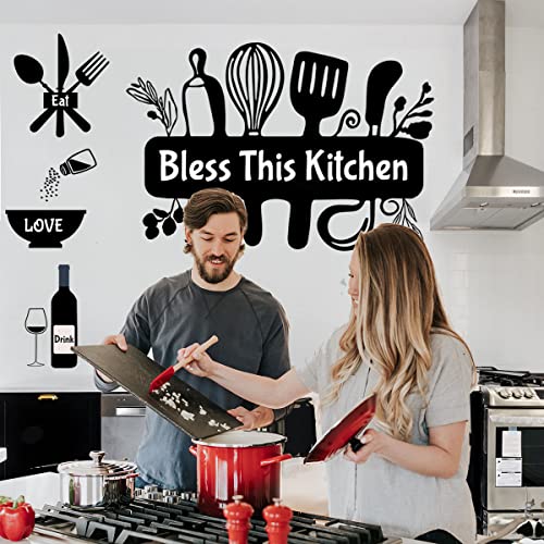 Large Kitchen Decals Quotes Kitchen Wall Stickers is The Heart of Home Vinyl Wall Sign Art Decor Word Saying with Kitchenware Big Butterfly DIY Wall Design Art Decor Home Decor.