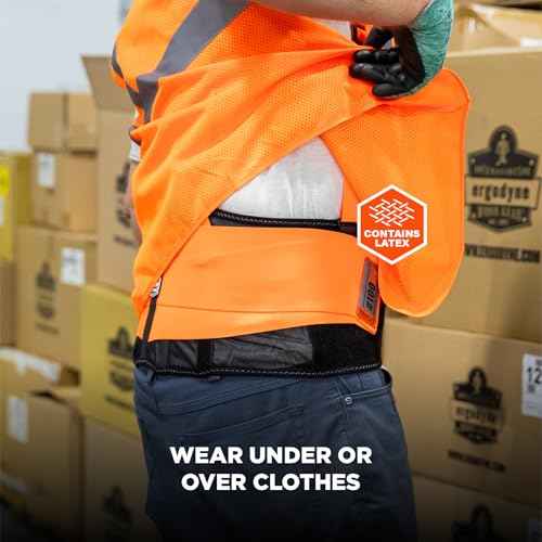 Ergodyne ProFlex 100HV Back Support Brace, High Visibility Support Belt, 8" Spandex Material, Removeable Straps