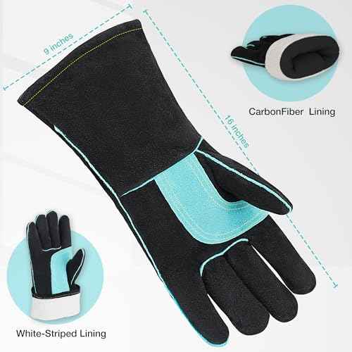 DURATECH Welding Gloves, 16¡ÈLong Sleeve Fireplace Gloves with Kevlar Stitching, 932¢µ Heat/Fire Resistant Cow Leather Gloves, Carbon Fiber Lining, for Mig, Tig, Stick, Forge, BBQ, Grill, Fireplace