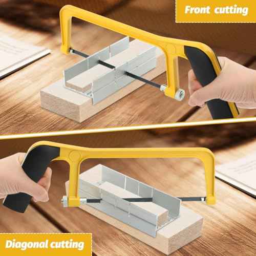 6inch Mini Hacksaw and Miter Block Set,Adjustable Miter Box and Saw Set,Metal Mitre Block Set,Professional Cutting,Hacksaw,Coping Saw for Woodworking,Hacksaw for Metal Cutting(0.24x3.74x5.91inch)