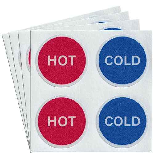 dealzEpic - Hot Cold Sign Indicator Stickers - Self Adhesive Peel and Stick Decal - 4cm in Diameter