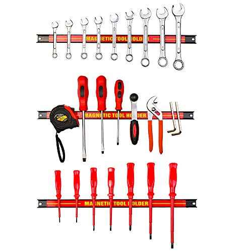 C-CHAIN 6PCS Heavy-Duty 18¡¯¡¯ Magnetic Tool Holder Racks Super Strong Metal Magnet Storage Tool Organizer Bars Set Great for Garage/Workshop (Mounting Screws Included)