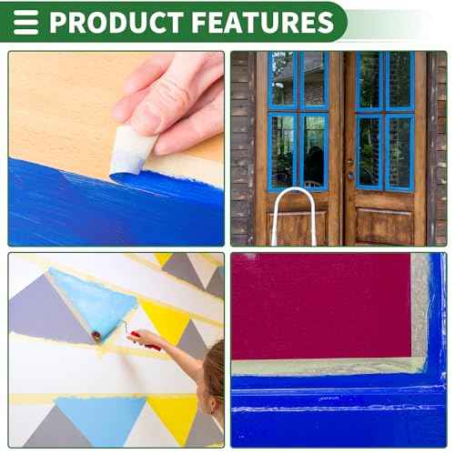 Motoforti Universal Painters Tape Masking Master Tape 5500x1.2x0.01cm / 60.15 Yards x 0.47 Inches x 140um Easy Removal Crepe Paper Yellow 1 Pc