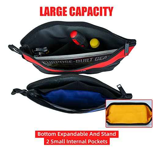 KUNN Tool Bag Zipper Pouch 3 Pack - Heavy Duty Utility Tool Storage Organizer with Carabiner for DIY,Electrician,Accessories and Travel£¨Red,Blue,Yellow£©