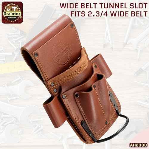 Graintex Ambassador Series 5 Pocket Multi Tool Holder, Top Grain Leather, Small Leather Pouch, Hammer Holder, Multipurpose Tool Belts for Men and Women, Ideal for Carpenters, Framers, Contractors