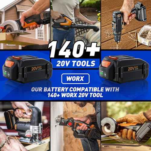 Upgraded 6.5Ah for Worx Battery 20V WA3525 for Worx 20V Max Power Share Battery WA3575 WA3520 WA3578 WA3674 WA3669 WG323 WG261 Lawn Mower Weed Eater Trimmer Blower Fan Lithium-ion