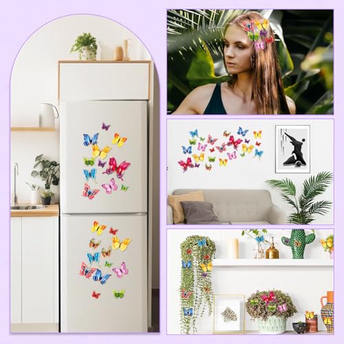 Butterfly Wall Decor, 24 PCS 3D Butterflies Stickers£¬Art Decor Wall Stickers for Party Decorations, Babys Bedroom