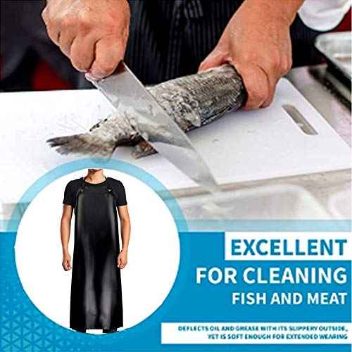 K Y KANGYUN 3 Pack Men's Black Waterproof Rubber Vinyl Work Apron- 43"x29" Heavy Duty Model,Best for Staying Dry When Dishwashing, Lab Work, Butcher, Dog Grooming, Cleaning Fish