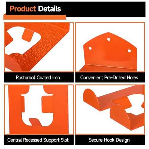 Homaisson 2 PCS Grass Trimmer Wall Rack, Heavy-Duty Hedge Trimmer Wall Mounted Hanger, Garage Weed Eater Hanger, Garden Tool Organizer