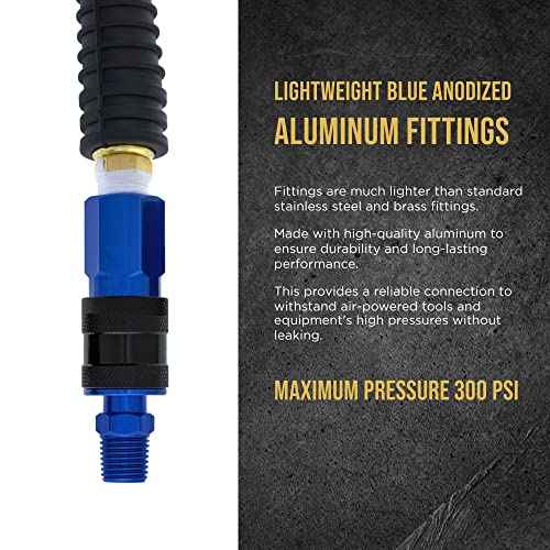 Master Elite Series 12 Piece Industrial I/M Type Plug Air Fittings Set with 1/4" NPT Male Threads - Attach to Quick-Connect Couplers, Hoses, Compressors, Pneumatic Air Tools, Spray Guns, Sanders