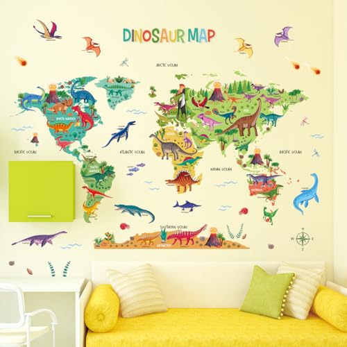 DECOWALL SG2-2312 Dinosaur World Wall Stickers Decals Room Kids Nursery Bedroom d?cor Boys Living Baby Dino playroom Travel Nursery Removable