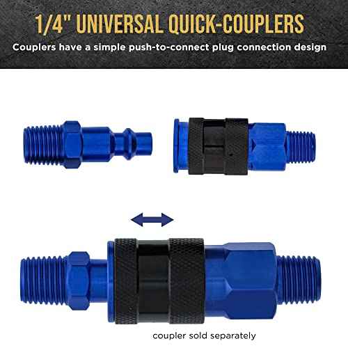 Master Elite Series 12 Piece Industrial I/M Type Plug Air Fittings Set with 1/4" NPT Male Threads - Attach to Quick-Connect Couplers, Hoses, Compressors, Pneumatic Air Tools, Spray Guns, Sanders