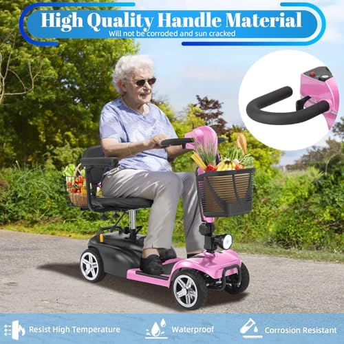 30-60 Miles Ecomobi MS02 Long Range 4 Wheels Electric Mobility Scooter for Adults/Seniors, 350W E-Wheelchair Device w/25Ah Extended Battery, Dual Baskets Compact Mobile for Travel(FSA Eligible)