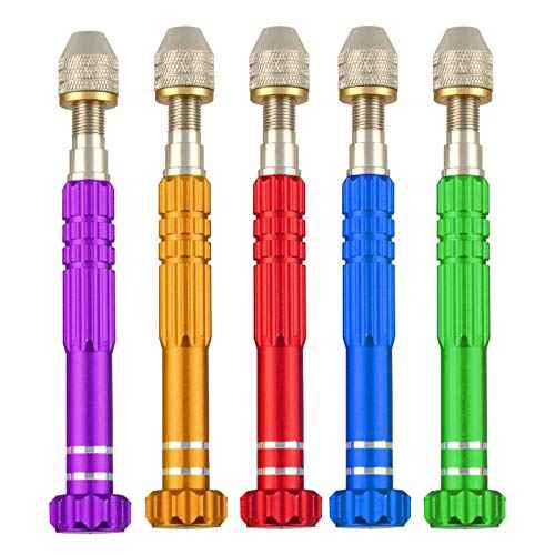 Larcele Precision Pin Vise Hand Drill, Keyless Mini Adaptor Chuck, 3 Jaw Chuck, for Micro Drill Bits 0" to 1/8" SDZKQ-02 (Red)