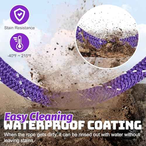 Kinetic Energy Recovery Rope 1" x 30ft,with Soft Shackle and Glove£¬Linetic Light Reflecting Tow Rope for 4WD Pick Up Truck, SUV, ATV, UTV