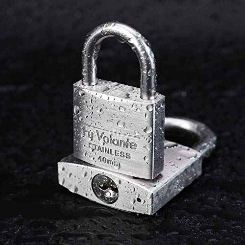 Stainless Steel Pin Tumbler Padlock, 304 Marine Series, Weatherproof Padlock for Outdoor use, 2 inch Wide Body, Keyed Different - Stainless Steel Body & Shackle