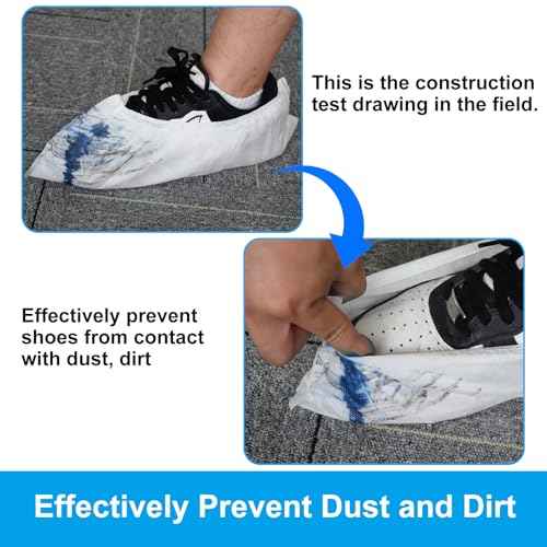 Shoe Covers Disposable 200Pack(100Pairs) White Shoe Booties Cover Non Slip for Home Floors Carpet,fits up to US Women 12 and Men 11