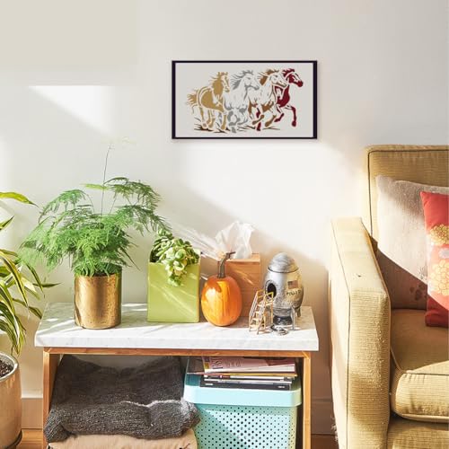 FINGERINSPIRE 3pcs Horse Border Stencil, 11.8x5.9in Running, Walking, Jumping Horse Drawing Templates for Wall, Tile, Floor, Wood
