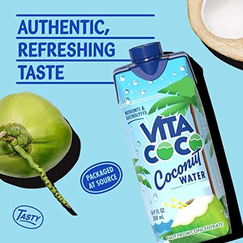 Vita Coco Coconut Water, Pure Organic | Refreshing Coconut Taste | Hydrating Electrolytes | Vital Nutrients | 16.9 Oz (Pack Of 12)