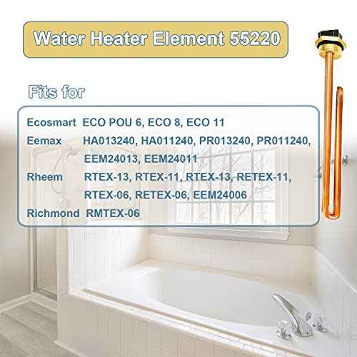 Upgraded HE 55220 Water Heater Element, For Ecosmart ECO POU 6, ECO 8, ECO 11, Rheem, Eemax, Richmond Electric Tankless Water Heaters, Replace 60208 Heating Element, 5.5KW 220V or 6KW 240V, 2 Pack